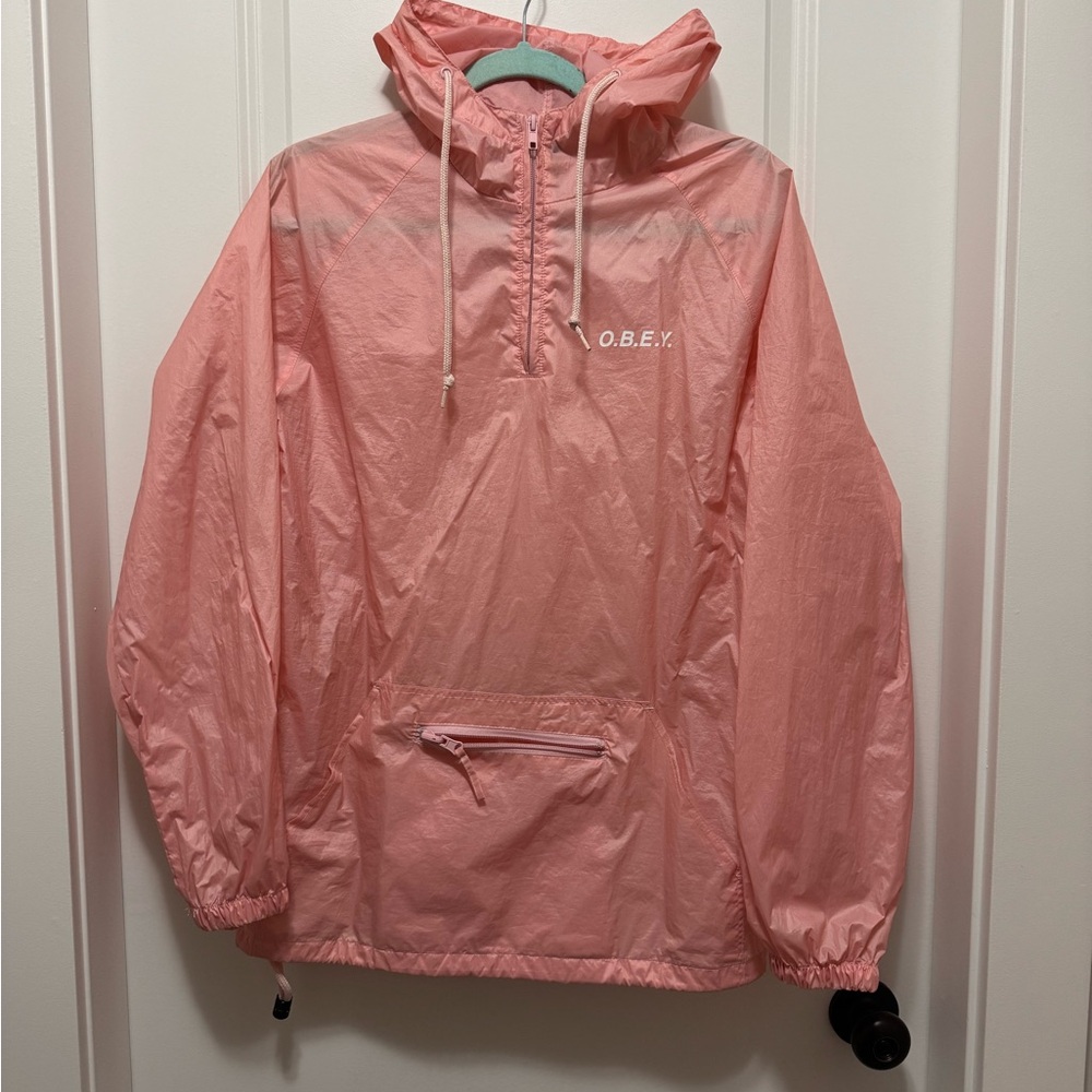 Obey Light Pink Hooded windbreaker Jacket